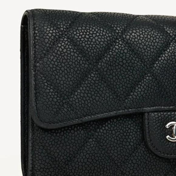 Chanel 13S Noir Caviar Classic Quilted Flap Portefeuille Wallet - Picture 5 of 15
